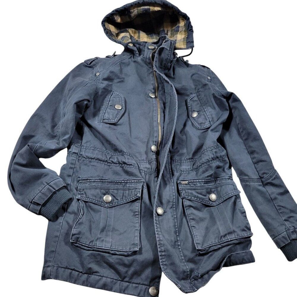 Levis Jacket Womens Medium Blue Flannel Lined Full Zip Chore Work